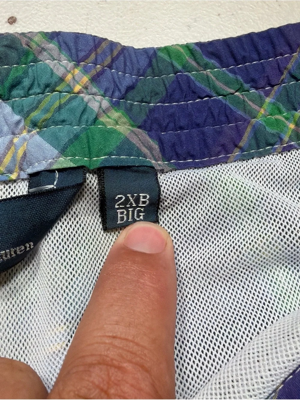 Polo by Ralph Lauren Blue and Green Plaid Swim Trunks